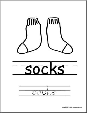 Coloring Page: Write and Color “Socks” (ESL)