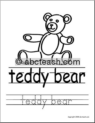 Coloring Page: Write and Color “Teddy Bear” (ESL)