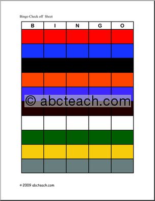 Bingo Cards: Colors (elementary) – check sheet Ã±color