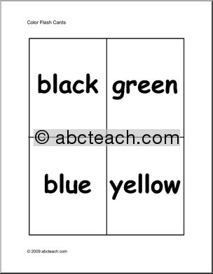 Flashcards: Colors (elementary) – b/w
