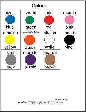 Spanish: Poster de vocabulario – Los colores 1