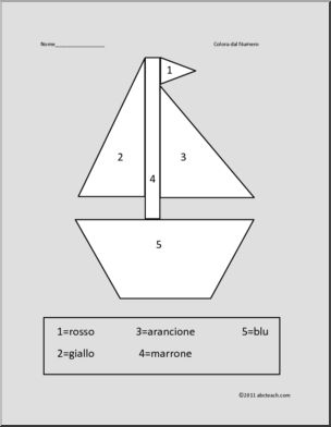 Italian: Boat Color by Number