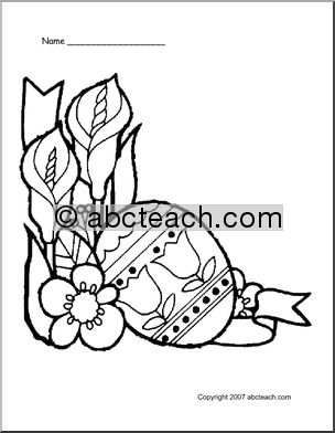 Coloring Page: Easter Lilies & Egg