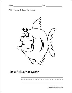 Color and Write: Color the Fish, Write the Word (ESL)