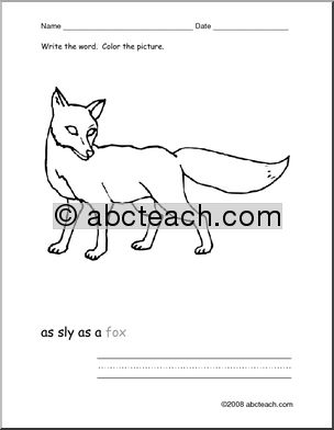 Color and Write: Color the Fox, Write the Word (ESL)