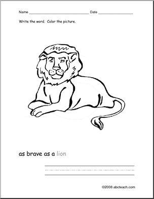 Color and Write: Color the Lion, Write the Word (ESL)
