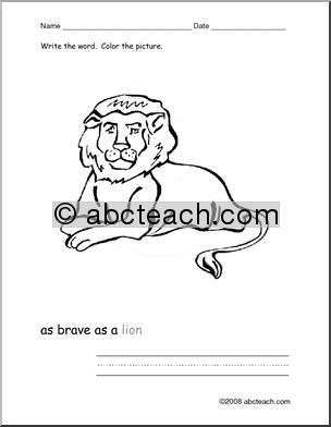 Color and Write: Color the Lion, Write the Word (ESL)