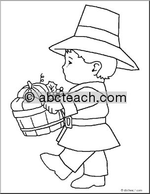 Coloring Page: Thanksgiving- Pilgrim Boy