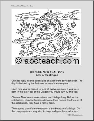 Color and Read: Chinese New Year 2012 Dragon (primary)