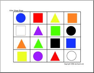 Bingo Cards: Color & Shape
