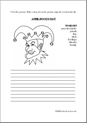 Color and Write: April Fool’s Day (elem)