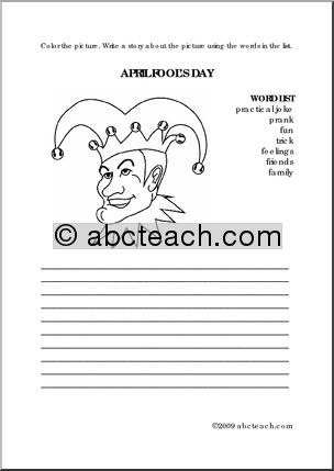 Color and Write: April Fool’s Day (elem)