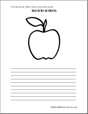 Color and Write: Back to School Apple (elem)