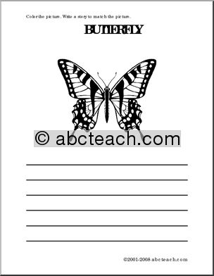 Tiger Swallowtail Butterfly (primary) Color and Write