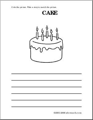 Color and Write: Cake (primary)