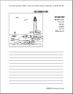 Lighthouse (elem) Color and Write Prompt
