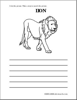 Lion (primary) Color and Write