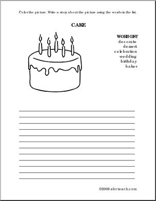 Color and Write Prompt: Cake (elem)
