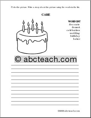 Color and Write Prompt: Cake (elem)