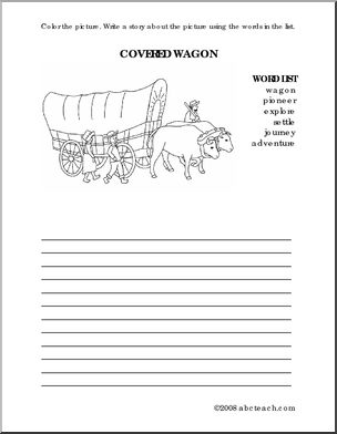 Covered Wagon Color and Write Prompt