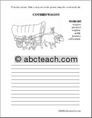 Covered Wagon Color and Write Prompt