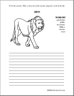 Lion (elem) Color and Write Prompt