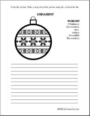 Color and Write Prompt: Christmas – Ornament (elem)