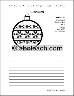 Color and Write Prompt: Christmas – Ornament (elem)