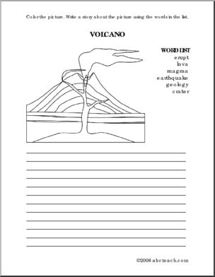 Volcano (elem) Color and Write Prompt