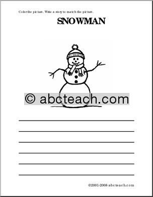 Snowman (primary) Color and Write