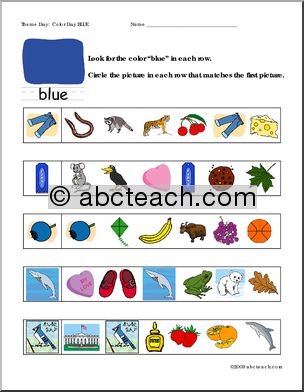 Worksheets: Circle the Match – Blue
