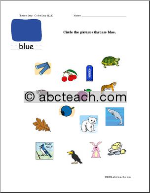 Worksheets: Circle the Pictures – Blue