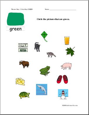 Worksheets: Circle the Pictures – Green
