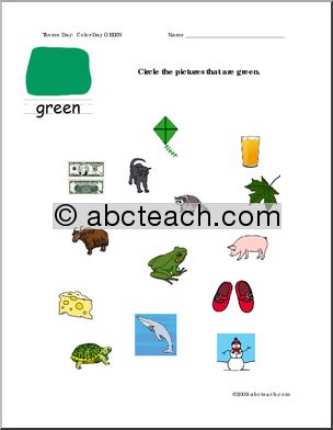 Worksheets: Circle the Pictures – Green