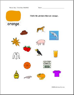 Worksheets: Circle the Pictures – Orange