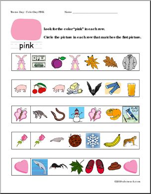 Worksheets: Circle the Match – Pink