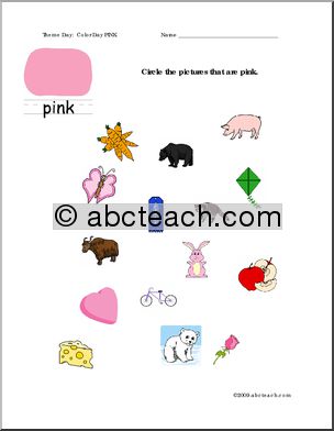 Worksheets: Circle the Pictures – Pink