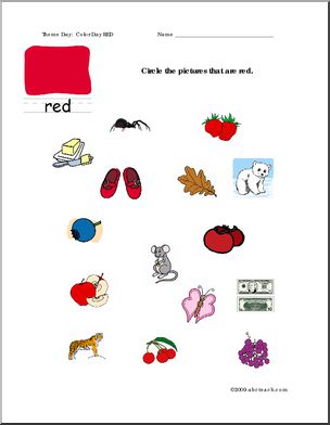Worksheets: Circle the Pictures – Red