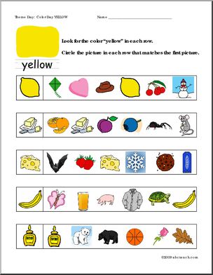 Worksheets: Circle the Match – Yellow