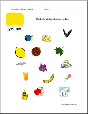 Worksheets: Circle the Pictures – Yellow