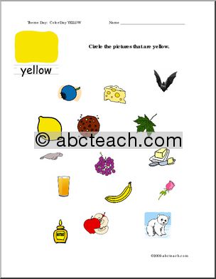 Worksheets: Circle the Pictures – Yellow