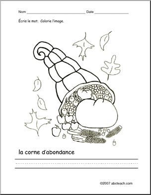 French: Colorie/Ecris la corne d’abondance