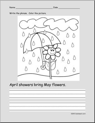 Coloring  Page: Write and Color: Spring Activity: Ã¬April Showers Bring May FlowersÃ® (ESL)