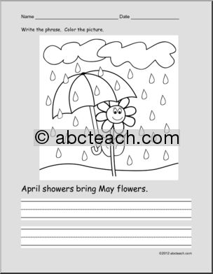 Coloring  Page: Write and Color: Spring Activity: Ã¬April Showers Bring May FlowersÃ® (ESL)