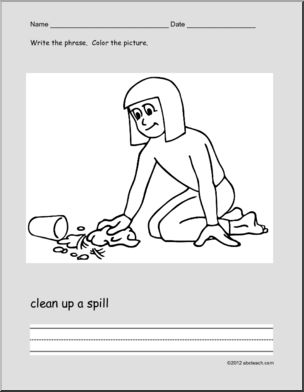 Coloring Page: Write and Color – Chores  (ESL)