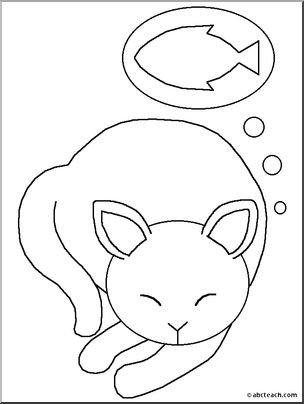 Coloring Page: Cat- Dreaming