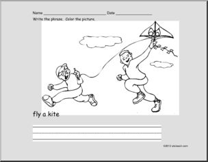 Coloring  Page: Write and Color: Spring Activity: Ã¬fly a kiteÃ® (ESL)