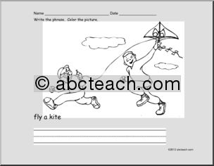Coloring  Page: Write and Color: Spring Activity: Ã¬fly a kiteÃ® (ESL)