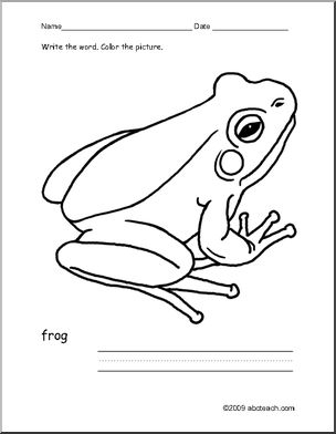 Coloring Page: Write and Color “Frog” (ESL)