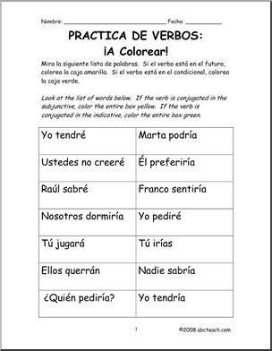 Spanish: Futuro/Condicional: Actividad de colorear (secundaria)